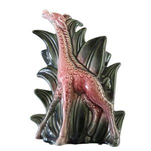 vtg HULL Giraffe & Palm Planter #115 ceramic vase